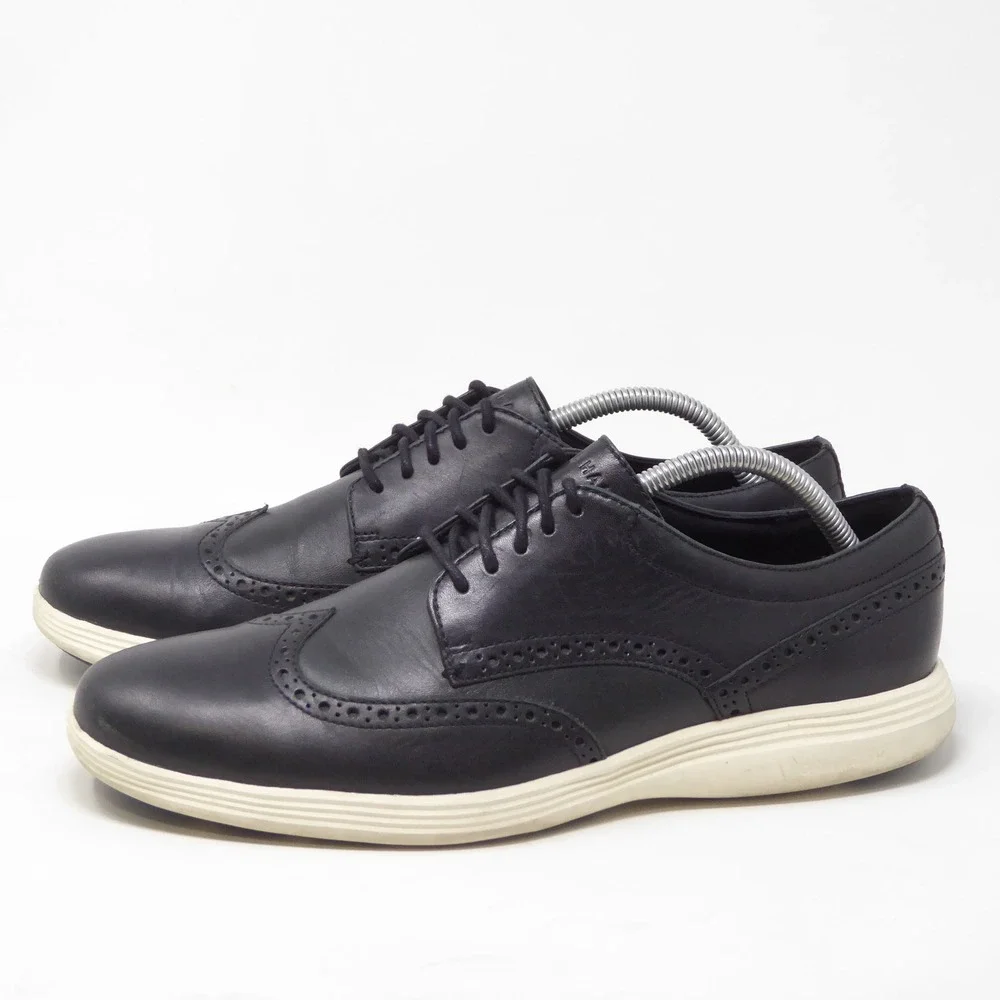 Cole Haan Grand Tour Mens Wingtip Oxford Shoes Black Leather C29413 10M
